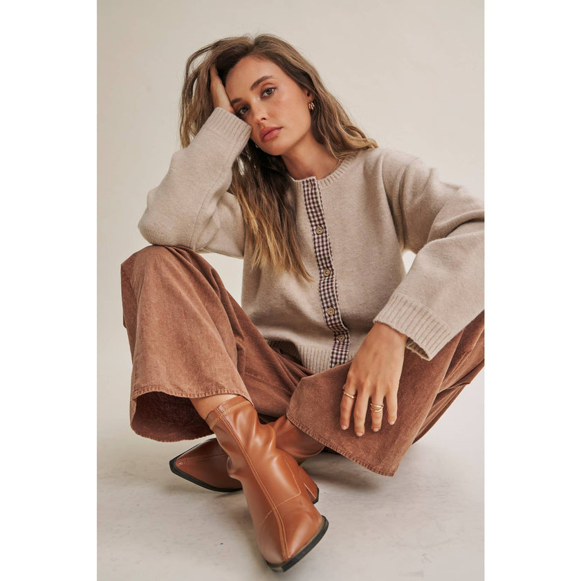 EASY CHOICE MINERAL-WASHED COTTON PLEATED WIDE-LEG PANTS
