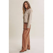 EASY CHOICE MINERAL-WASHED COTTON PLEATED WIDE-LEG PANTS