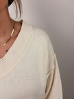 V-NECK OVERSIZED LONG SLEEVE SWEATER TOP