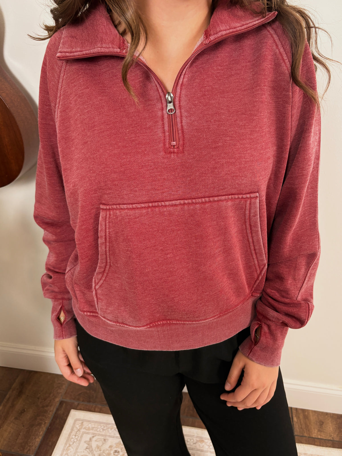 The Nicole Quarter Zip - Wine