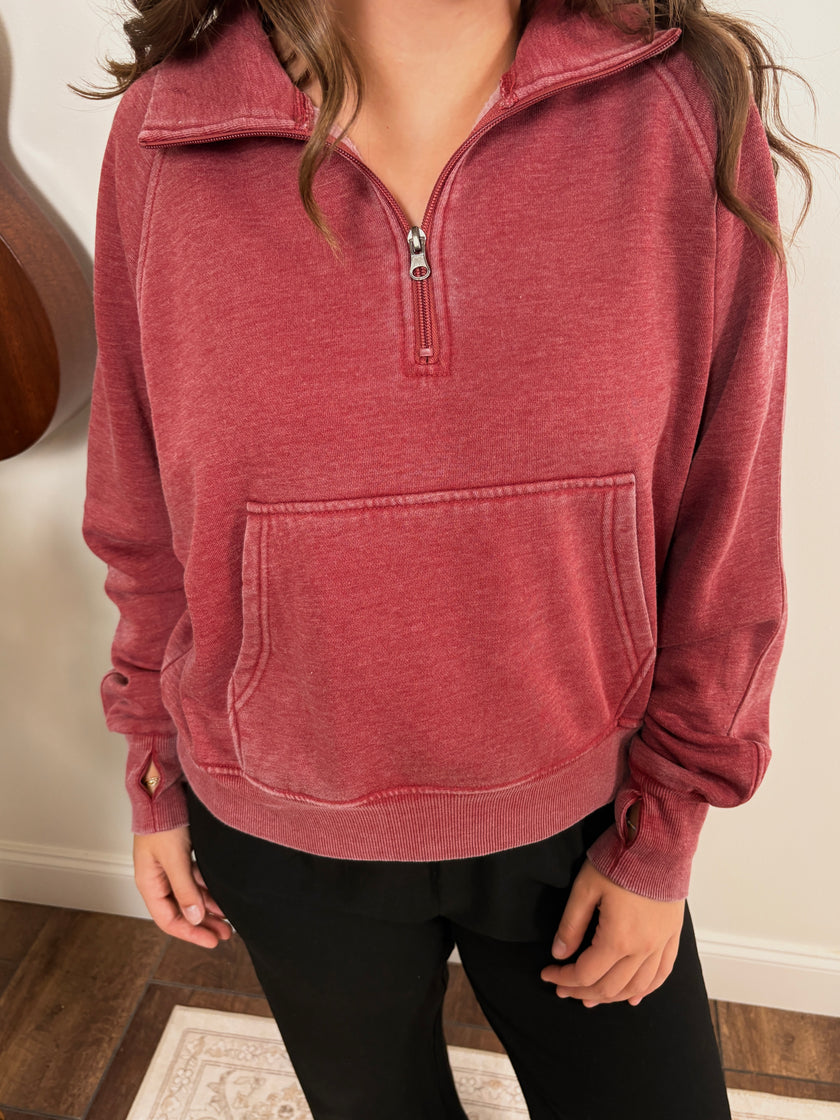 The Nicole Quarter Zip - Wine