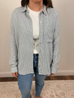 LINEN BLENDED STRIPE BOXY SHIRT-DENIM