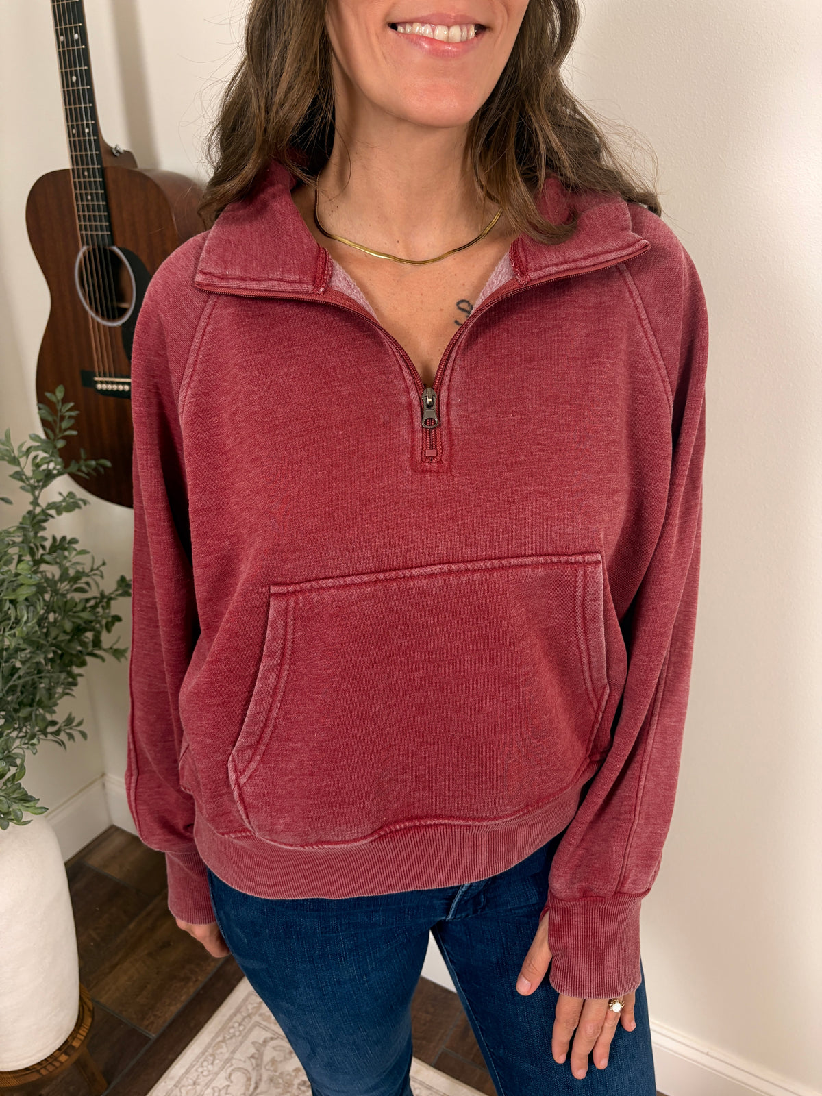 The Nicole Quarter Zip - Wine