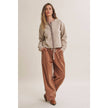 EASY CHOICE MINERAL-WASHED COTTON PLEATED WIDE-LEG PANTS