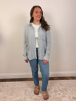 LINEN BLENDED STRIPE BOXY SHIRT-DENIM