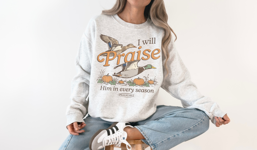 I will Praise Him Mallard Pumpkin Fall Sweatshirt Faith