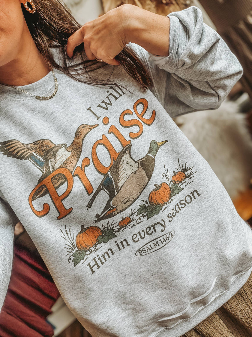I will Praise Him Mallard Pumpkin Fall Sweatshirt Faith
