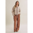 EASY CHOICE MINERAL-WASHED COTTON PLEATED WIDE-LEG PANTS