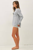 LINEN BLENDED STRIPE BOXY SHIRT-DENIM